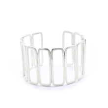 Load image into Gallery viewer, Rectangle Repeat Sterling Silver Cuff Bracelet | Handcrafted Jewelry by 4byKaren.com