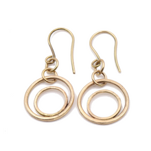 Load image into Gallery viewer, 14k Gold Double Hoop Earrings | Handcrafted Jewelry by 4byKaren.com