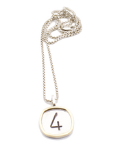 Load image into Gallery viewer, Sterling Silver and Gold Numbers Necklace | Handcrafted Jewelry by 4byKaren.com