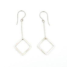 Load image into Gallery viewer, Hanging Square Sterling Silver Earrings
