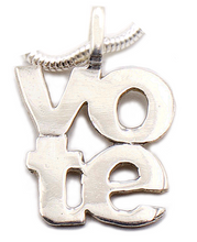 Load image into Gallery viewer, Two-line Vote Sterling Silver Necklace | Handcrafted Jewelry by 4byKaren.com
