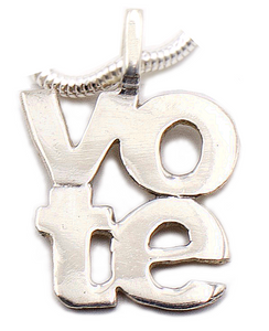 Two-line Vote Sterling Silver Necklace | Handcrafted Jewelry by 4byKaren.com