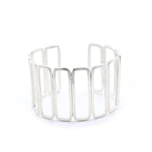 Load image into Gallery viewer, Rectangle Repeat Sterling Silver Cuff Bracelet | Handcrafted Jewelry by 4byKaren.com

