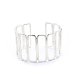 Rectangle Repeat Sterling Silver Cuff Bracelet | Handcrafted Jewelry by 4byKaren.com