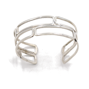 Crossroads Rectangle Sterling Silver Cuff Bracelet | Handcrafted Jewelry by 4byKaren.com