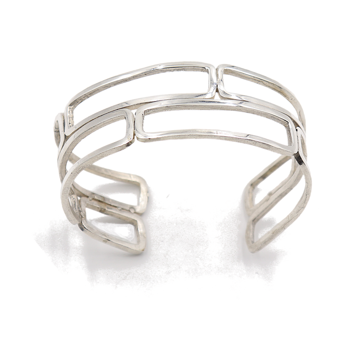 Crossroads Rectangle Sterling Silver Cuff Bracelet | Handcrafted Jewelry by 4byKaren.com