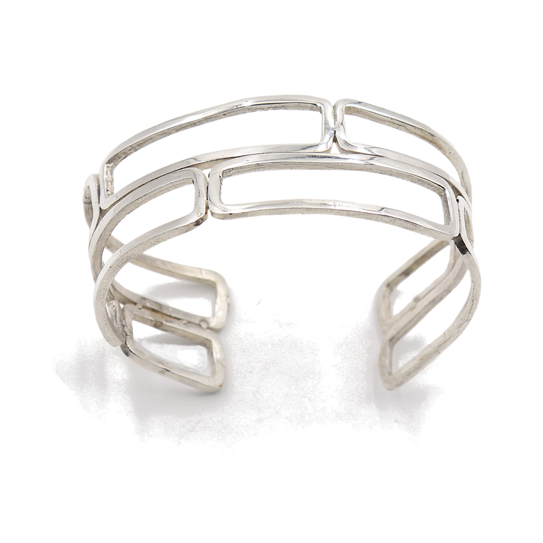 Crossroads Rectangle Sterling Silver Cuff Bracelet | Handcrafted Jewelry by 4byKaren.com
