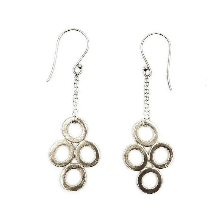 Four Circle Sterling Silver Earrings | Handcrafted Jewelry by 4byKaren.com