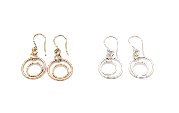 Gold and Silver Double Hoop Earrings by 4byKaren.com