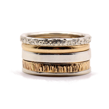Load image into Gallery viewer, 14K Gold / Sterling Silver Mixed Stack Ring Set
