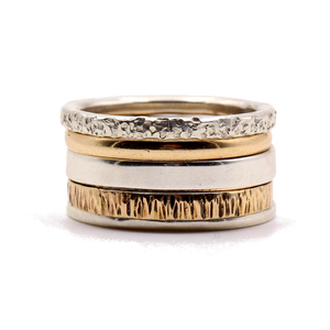 14K Gold / Sterling Silver Mixed Stack Ring Set