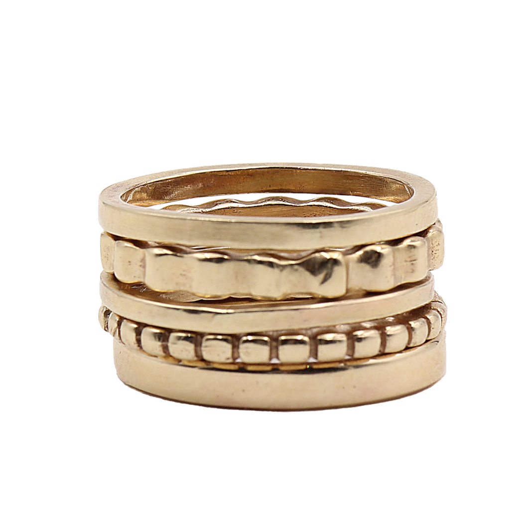 14k Gold Stacked Ring Set | Handcrafted Jewelry by 4byKaren.com