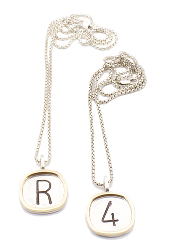 Sterling Silver Letters and Numbers Necklace | Handcrafted Jewelry by 4byKaren.com