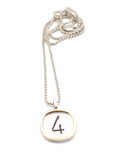 Load image into Gallery viewer, Sterling Silver and Gold Numbers Necklace | Handcrafted Jewelry by 4byKaren.com
