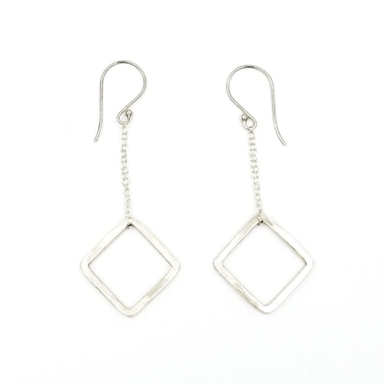 Hanging Square Sterling Silver Earrings
