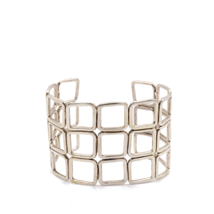 Squares Sterling Silver Cuff Bracelet | Handcrafted Jewelry by 4byKaren.com