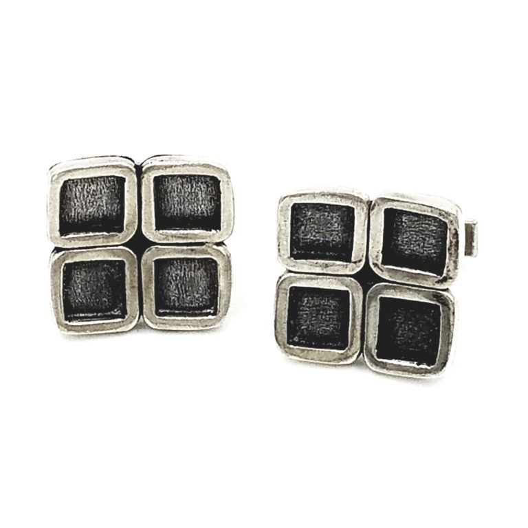 Four-Square Sterling Silver Cufflinks | Handcrafted Jewelry by 4byKaren.com