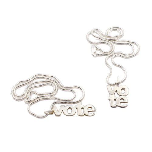 Vote Sterling Silver Necklace | Handcrafted Jewelry by 4byKaren.com