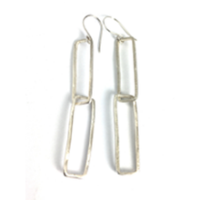 Load image into Gallery viewer, Organic Rectangle Sterling Silver Earrings | Handcrafted Jewelry by 4byKaren.com
