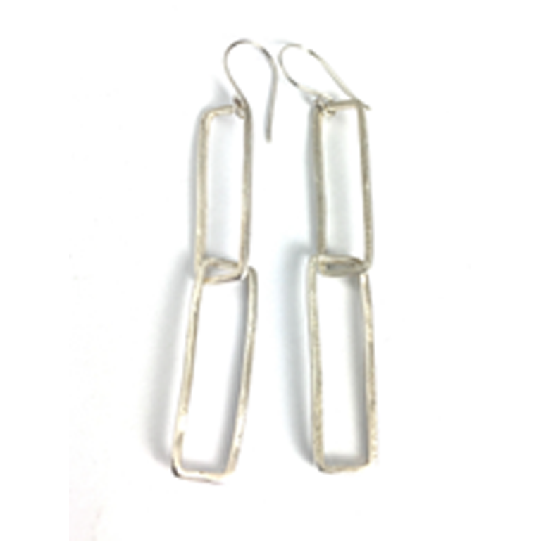 Organic Rectangle Sterling Silver Earrings | Handcrafted Jewelry by 4byKaren.com